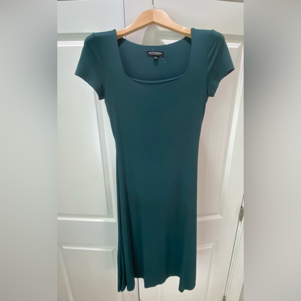 See you Monday deep Green dress - L